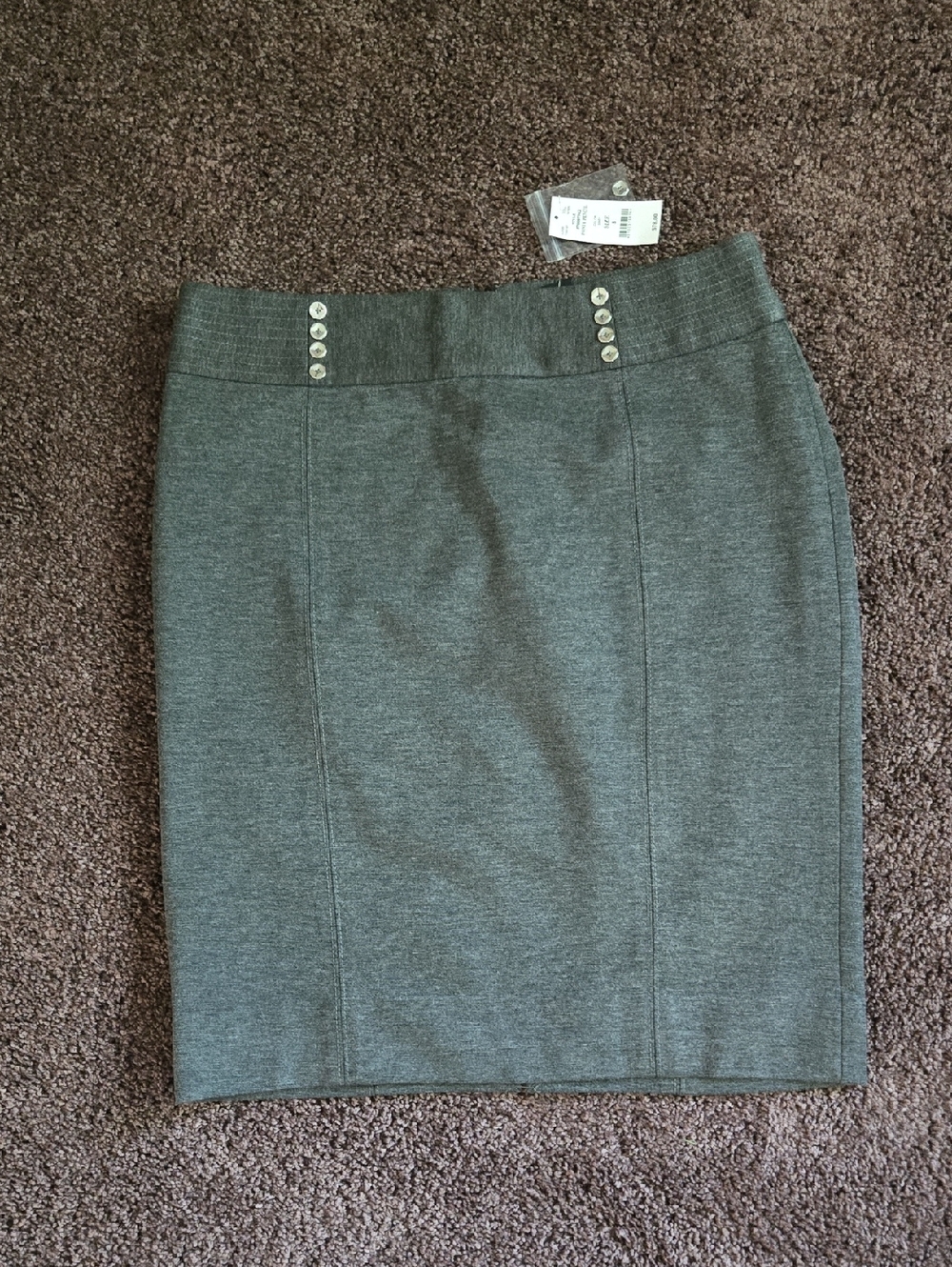NEW White House Black Market Gray Ponte Straight Skirt 8